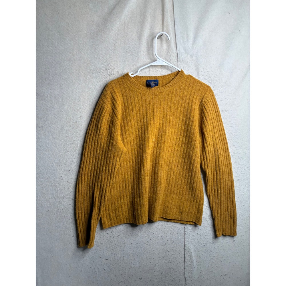 Club Room Charter Club Mustard Yellow 100% Lambswool Ribbed Crewneck Sweater M